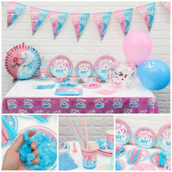 72 Baby Shower Party Supplies GENDER REVEAL BOY OR GIRL BLUE PINK LUNCH Naps - Picture 3 of 4